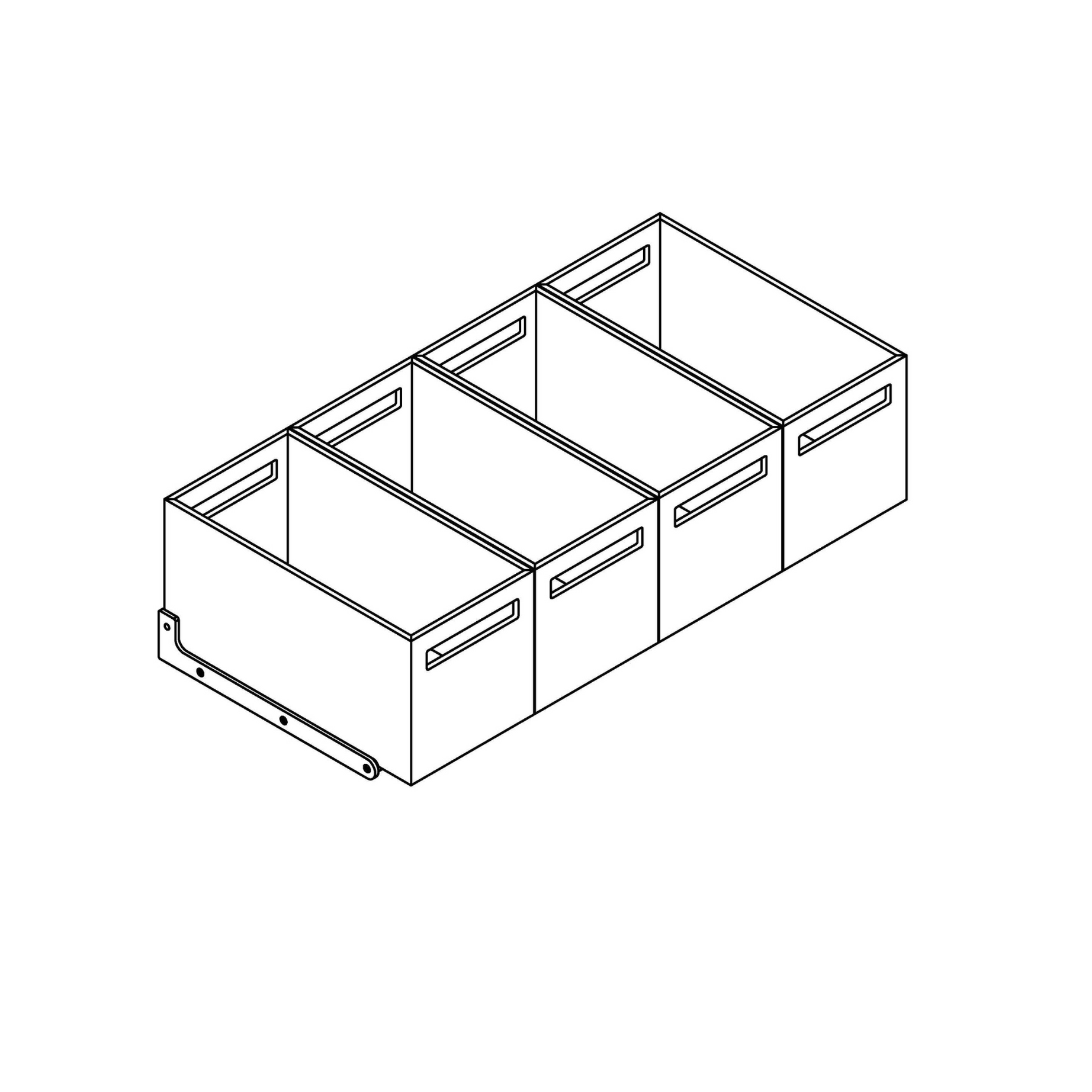 Rack with 4 wooden containers, high / stainless steel / black oak