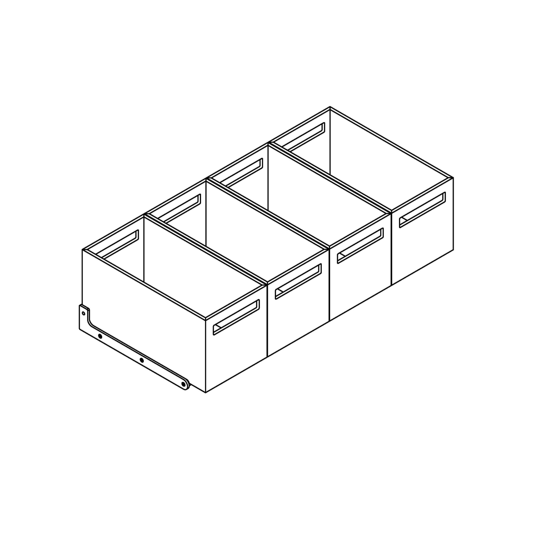 Rack with 4 wooden containers, high / stainless steel / black oak