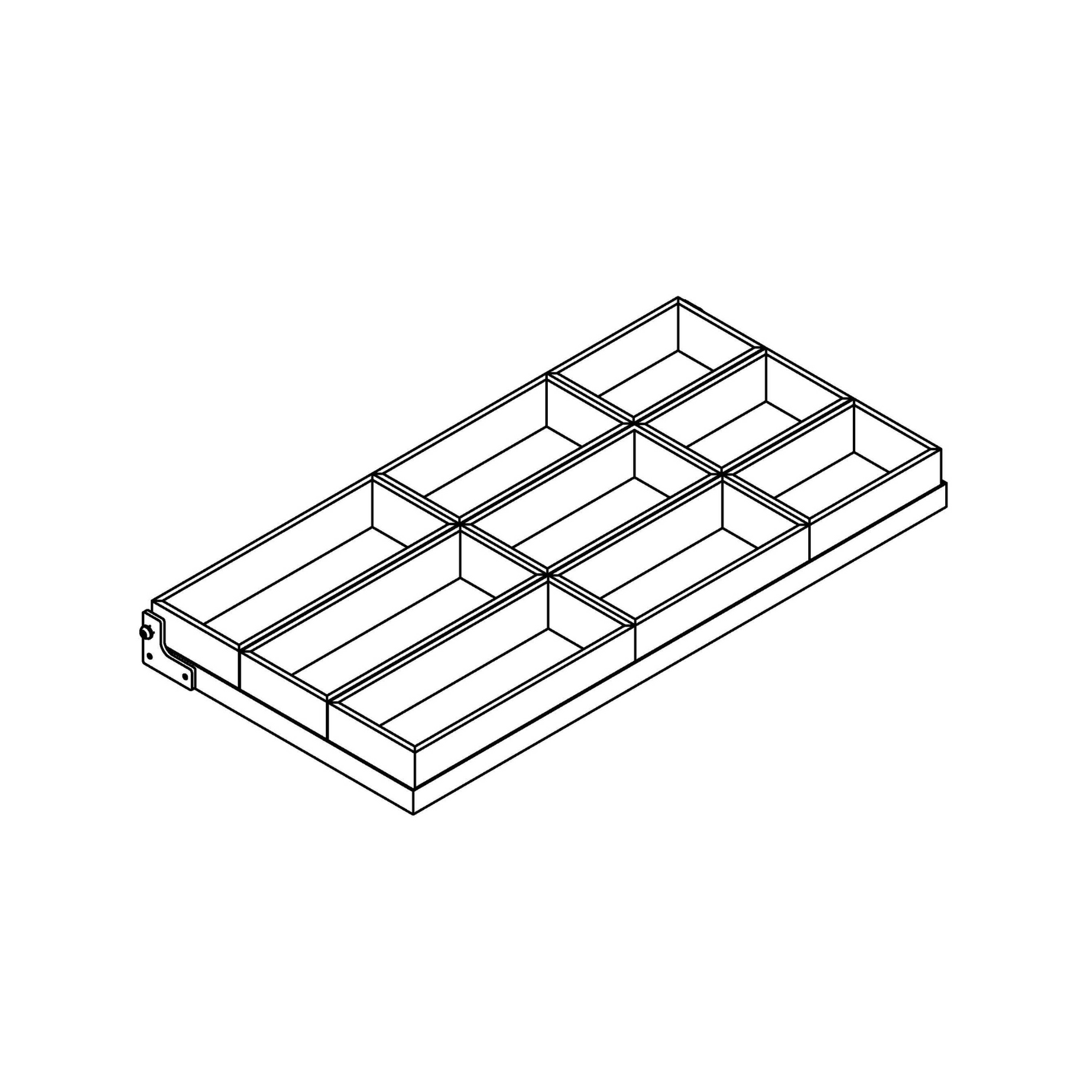 Wooden containers 9 pieces; incl. Shelf 1.5. / stainless steel / black oak