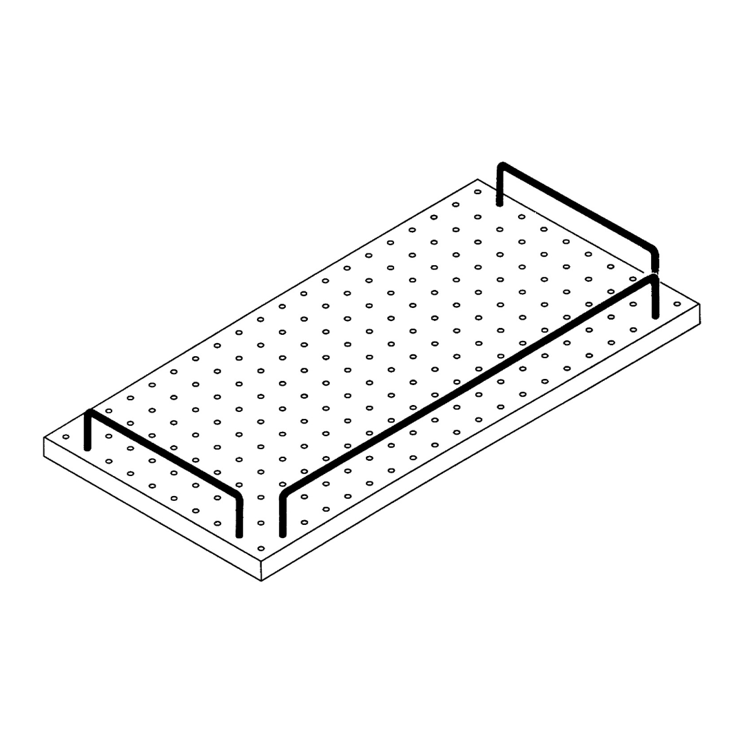 Shelf, perforated sheet, 3 rails / stainless steel