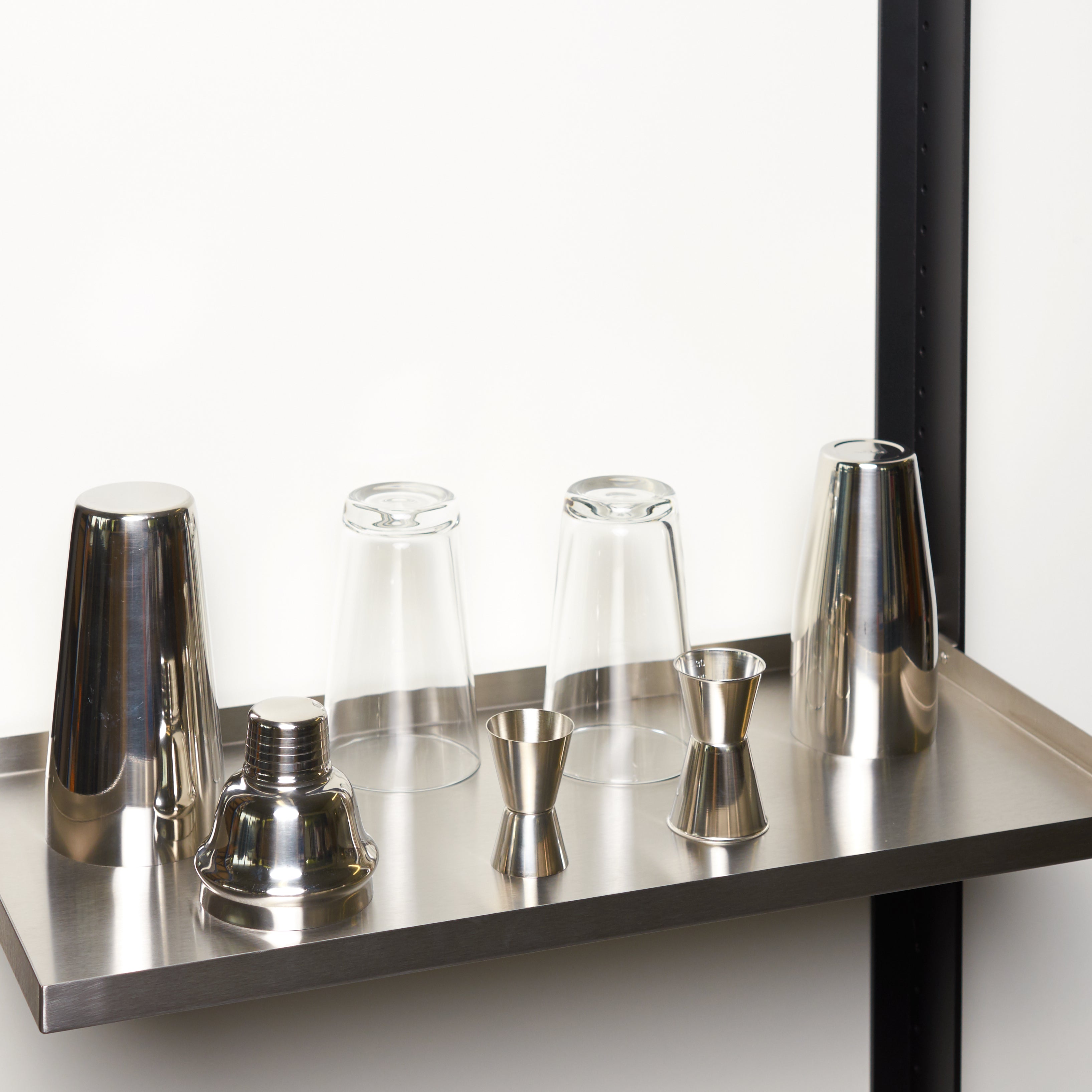 Shelf, plain, with edge / stainless steel