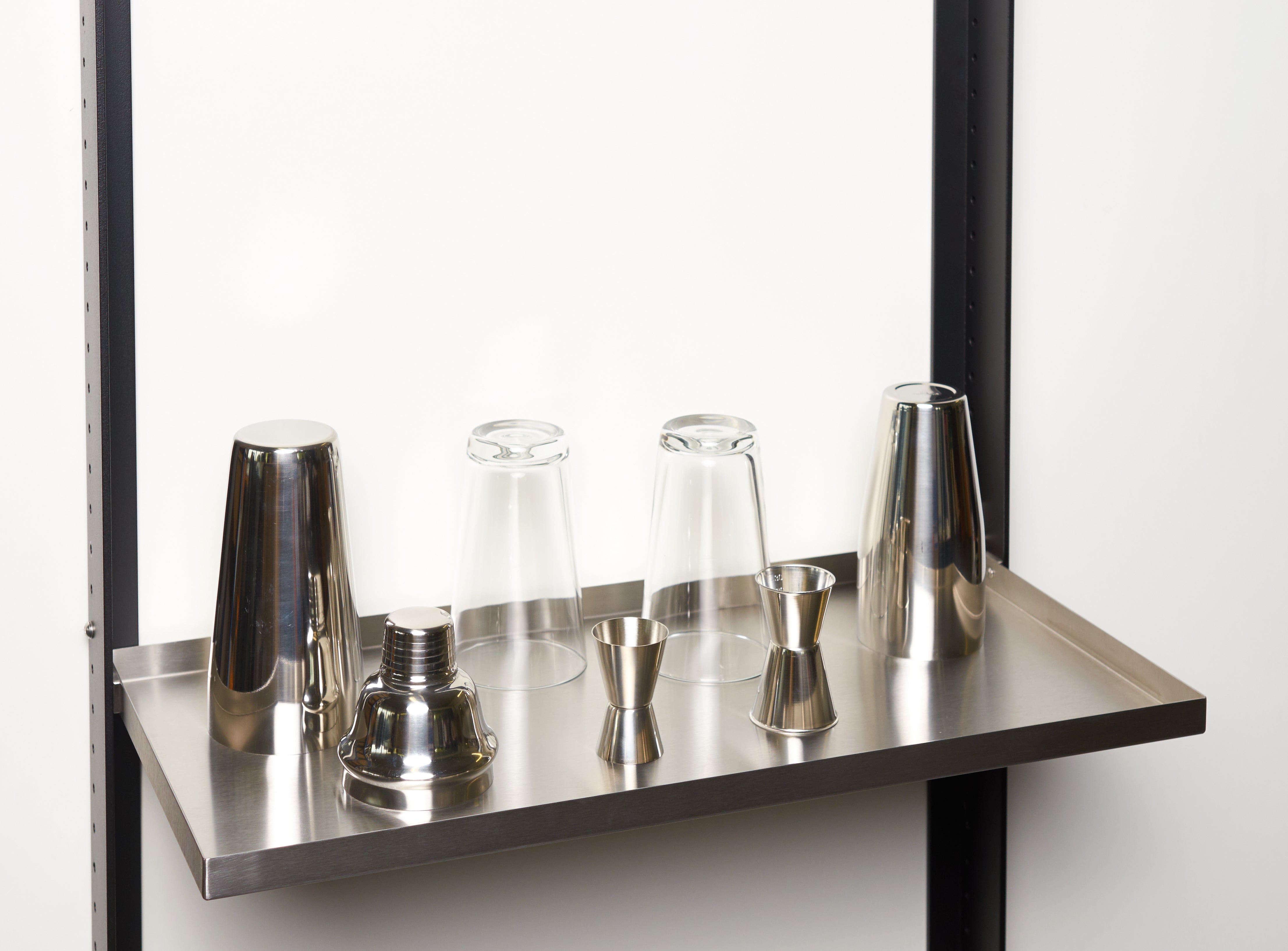 Shelf, plain, with edge / stainless steel