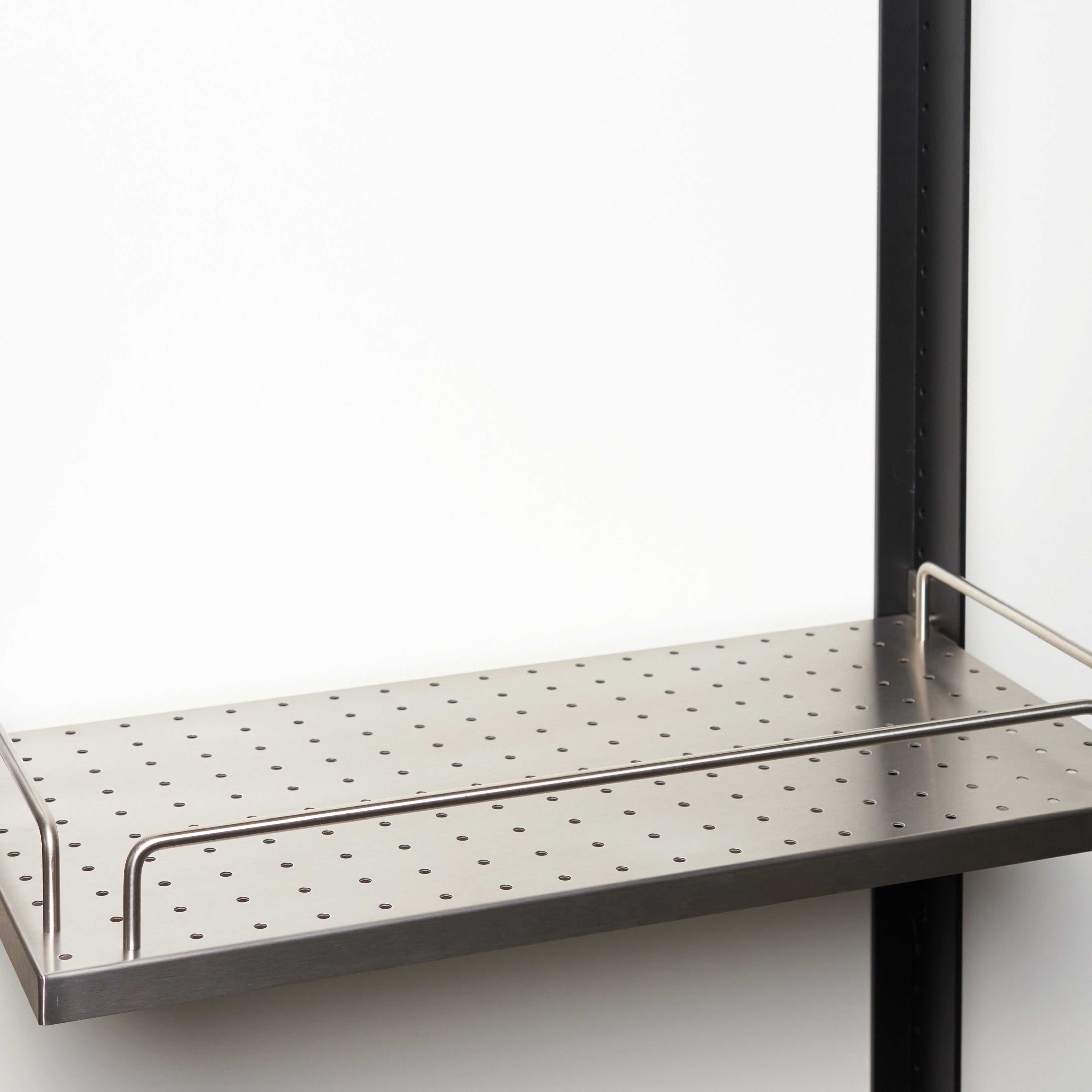 Shelf, perforated sheet, 3 rails / stainless steel
