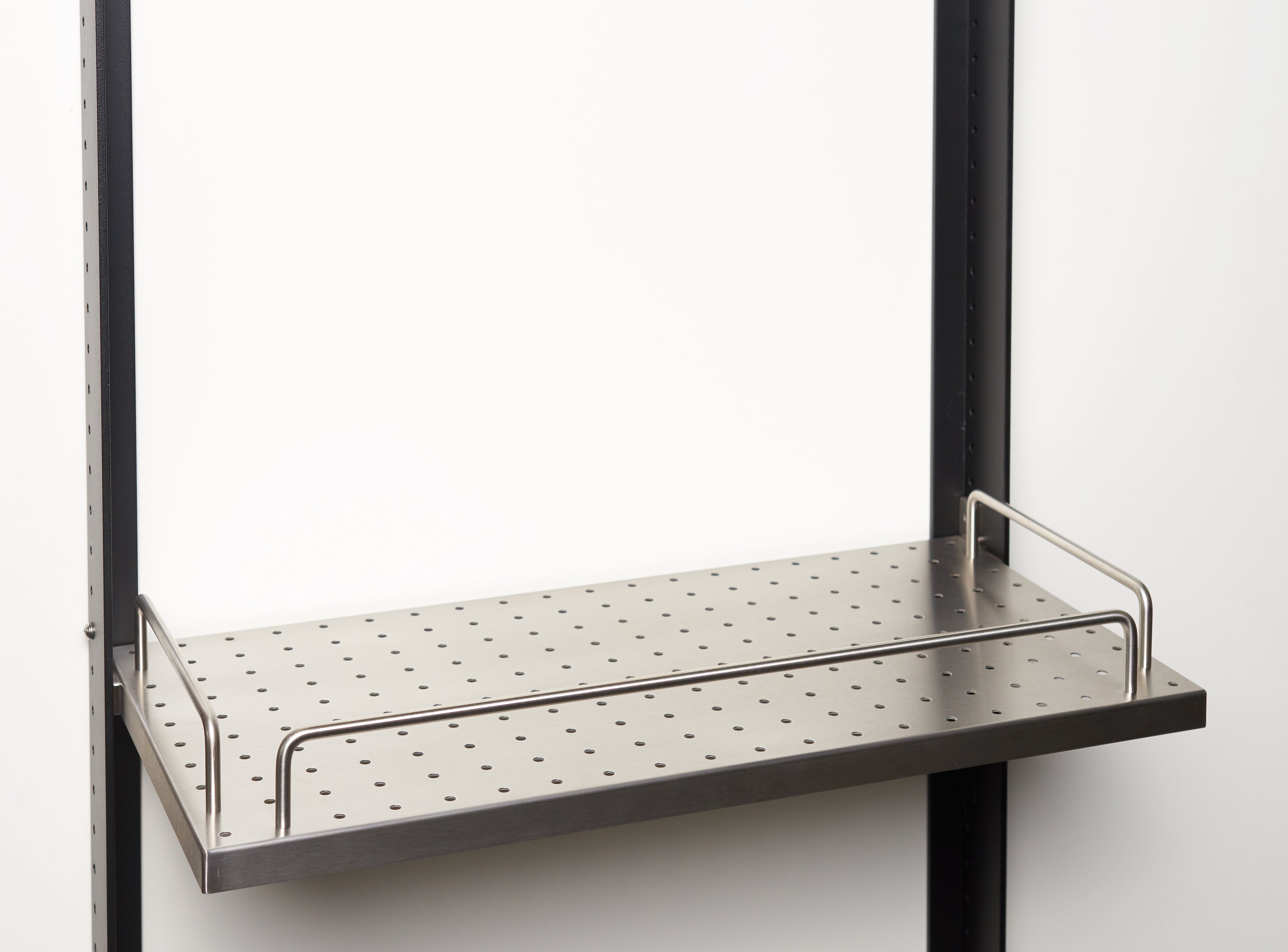 Shelf, perforated sheet, 3 rails / stainless steel