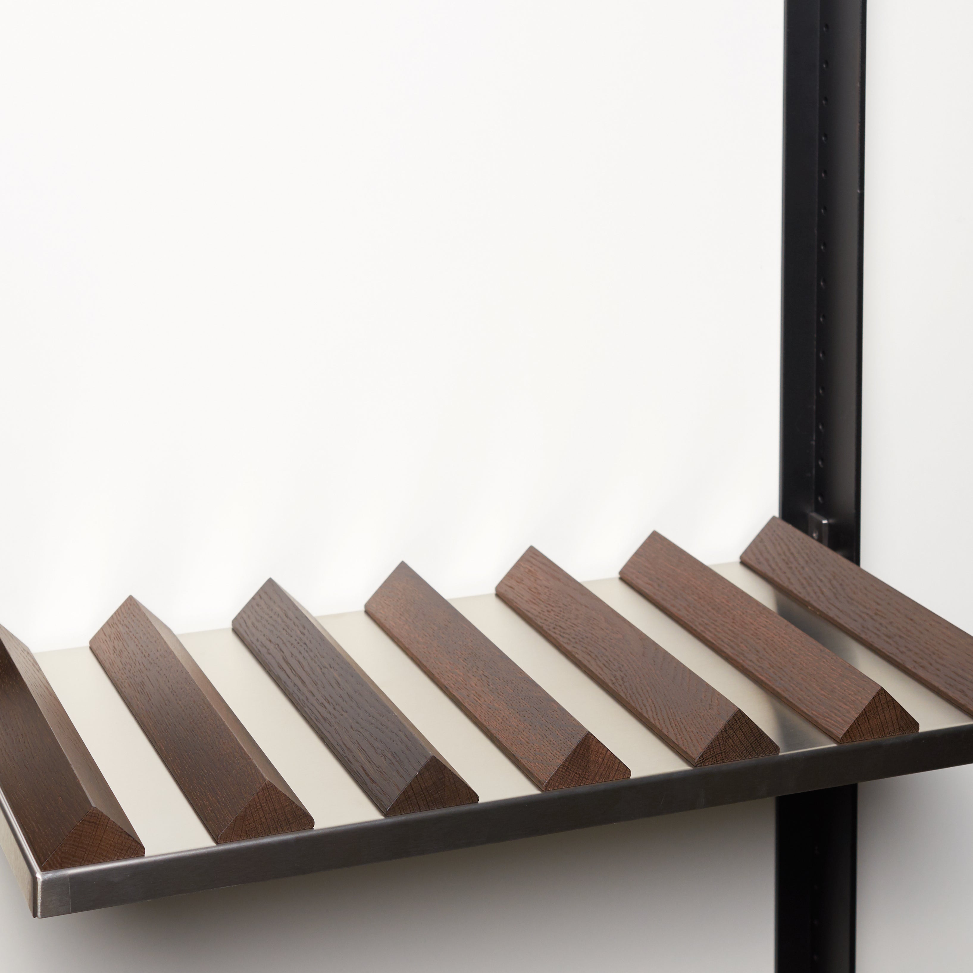 Wine shelf wood / stainless steel / black oak
