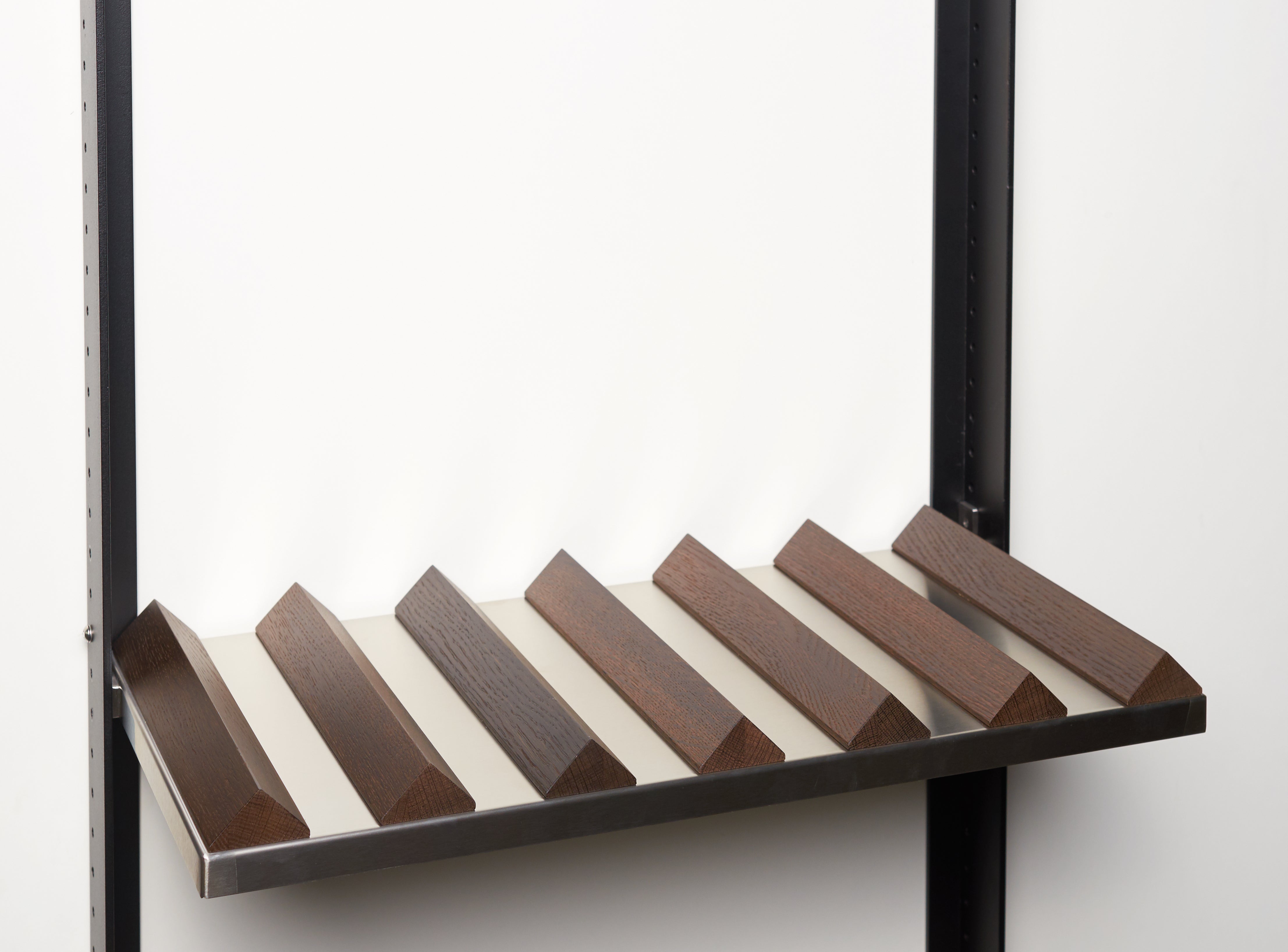 Wine shelf wood / stainless steel / black oak