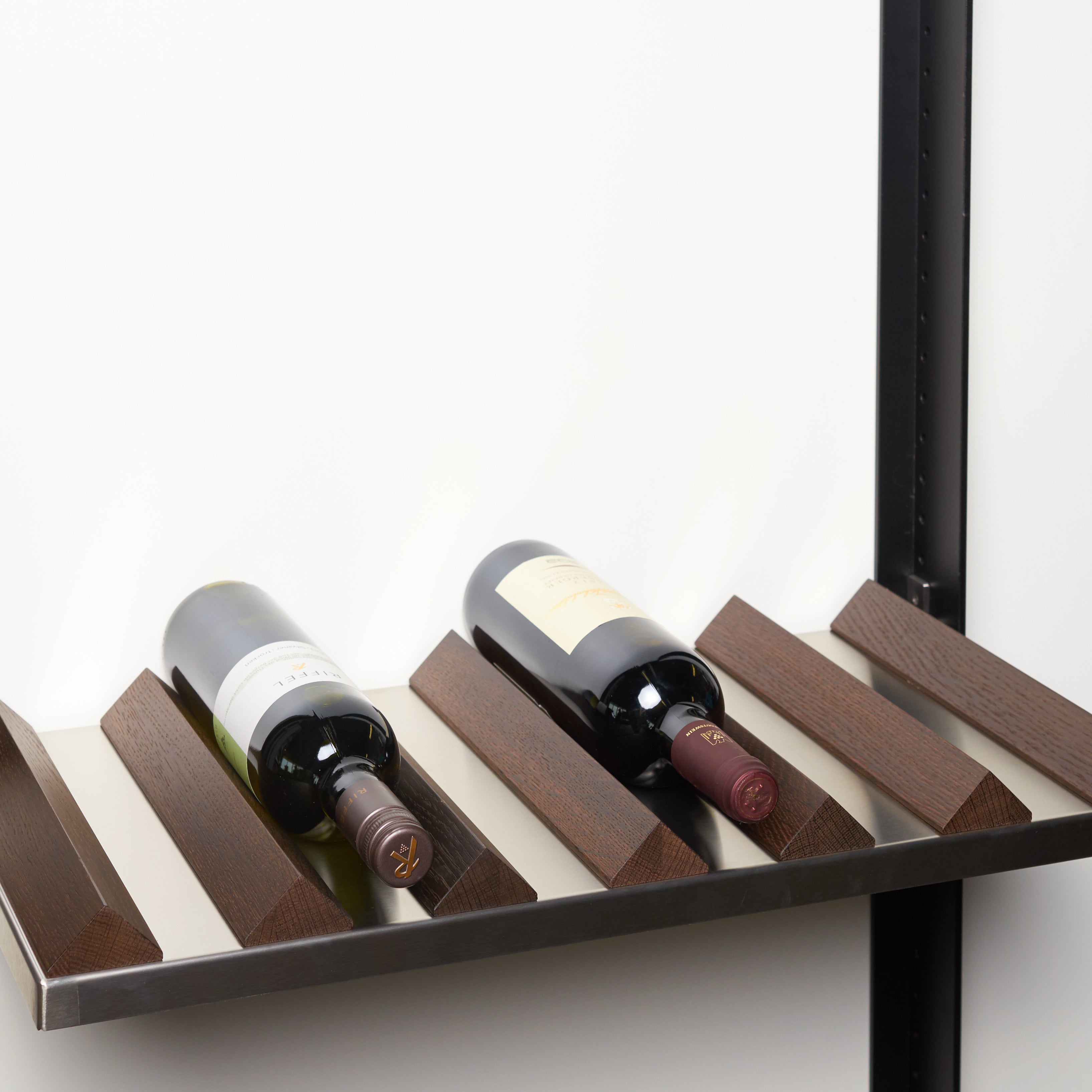 Wine shelf wood / stainless steel / black oak