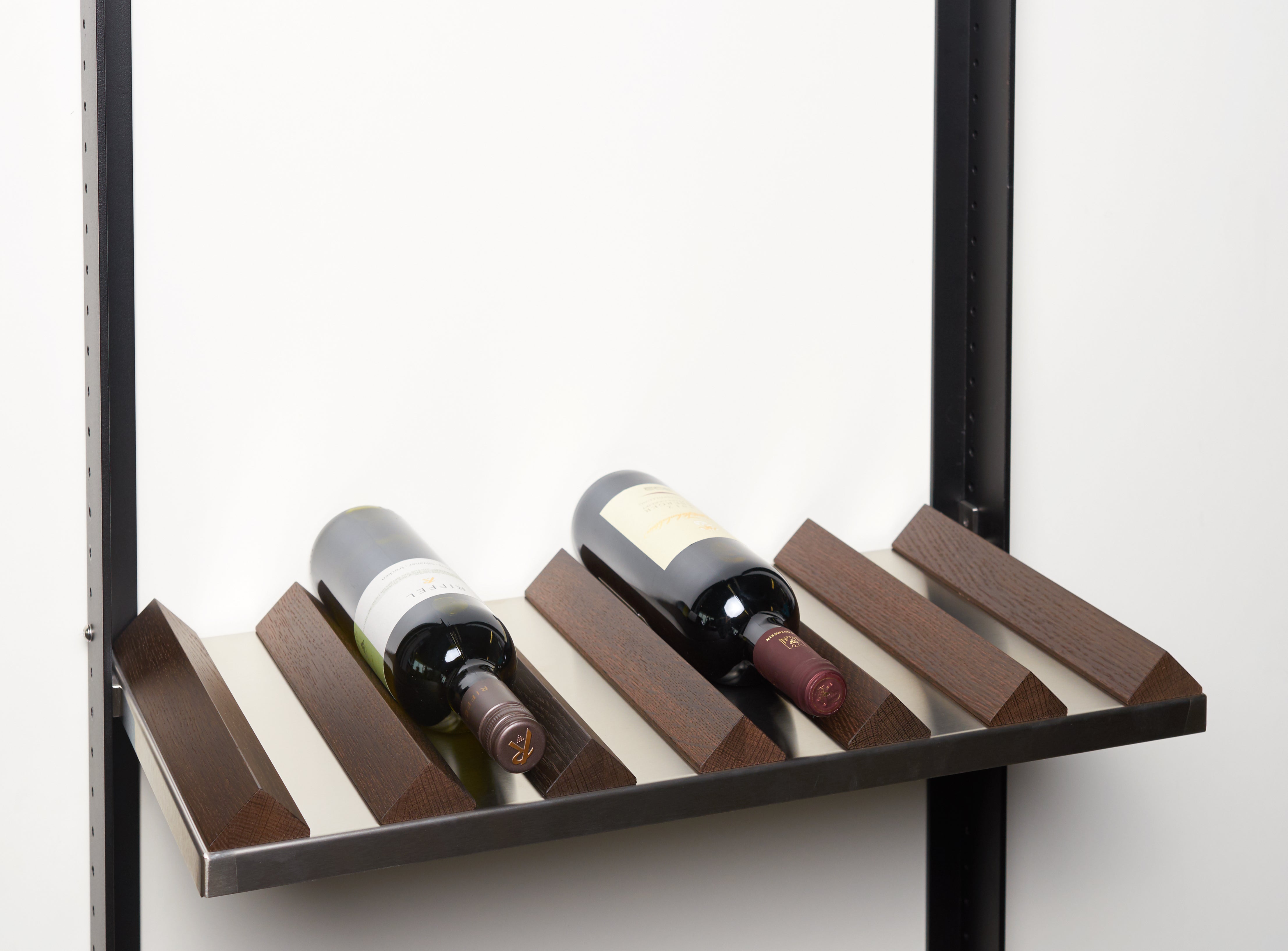 Wine shelf wood / stainless steel / black oak
